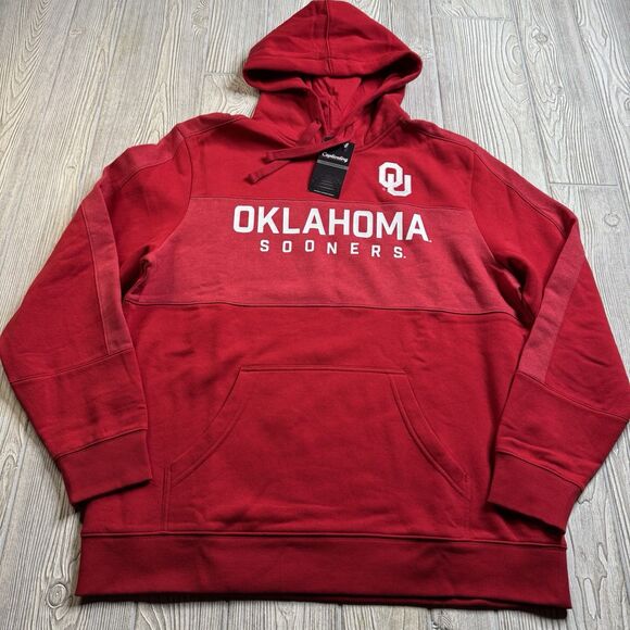 Oklahoma Sooners Fleece Hoodie Men’s L Crimson OU Logo Spellout Captivating New - Picture 1 of 11